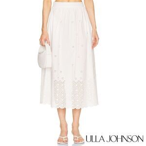 Ulla Johnson **NWT** Marisol Eyelet A Line Cotton Midi Skirt in Cowrie White